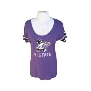 𝅺PURPLE Vintage Soft Graphic K-State Retro Short Sleeve College Tee Shirt sz XL